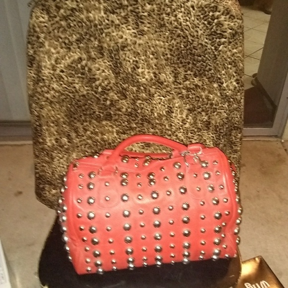 A set of three red hand bag cheetah jacket heels - Picture 3 of 4